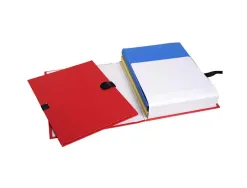 Chemise exacompta n'clip rabat en pied carton recouvert 10/10e a4 dos extensible 13cm clip sangle coloris rouge