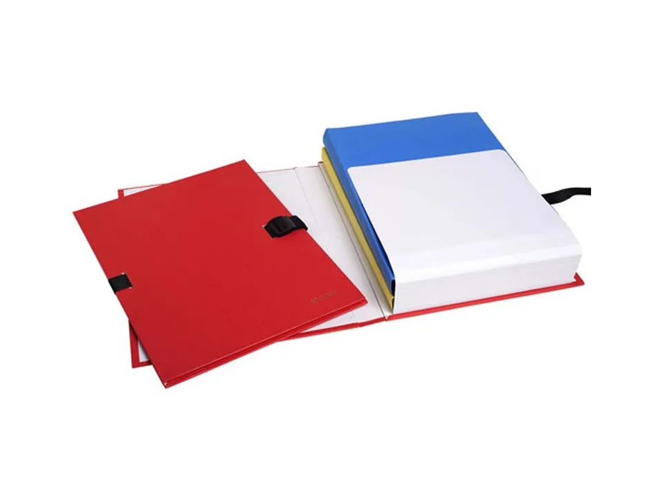 Chemise exacompta n'clip rabat en pied carton recouvert 10/10e a4 dos extensible 13cm clip sangle coloris rouge