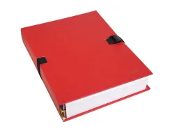 Chemise exacompta n'clip rabat en pied carton recouvert 10/10e a4 dos extensible 13cm clip sangle coloris rouge