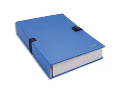Chemise exacompta n'clip rabat en pied carton recouvert 10/10e a4 dos extensible 13cm clip sangle coloris bleu clair