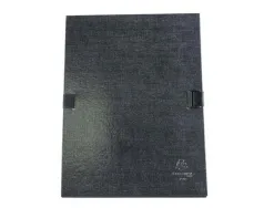 Chemise exacompta n'clip rabat en pied carton recouvert 10/10e a4 dos extensible 13cm clip sangle coloris noir