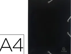Chemise exacompta polypropylène 4/10e opaque éco 3 rabats élastiques a4+ 240x320mm coloris noir