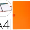 Chemise exacompta rabat en pied carton recouvert a4 23x32cm dos extensible 13cm sangle boucle coloris orange