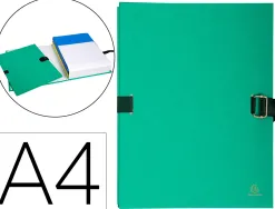 Chemise exacompta rabat en pied carton recouvert a4 23x32cm dos extensible 13cm sangle boucle coloris vert clair