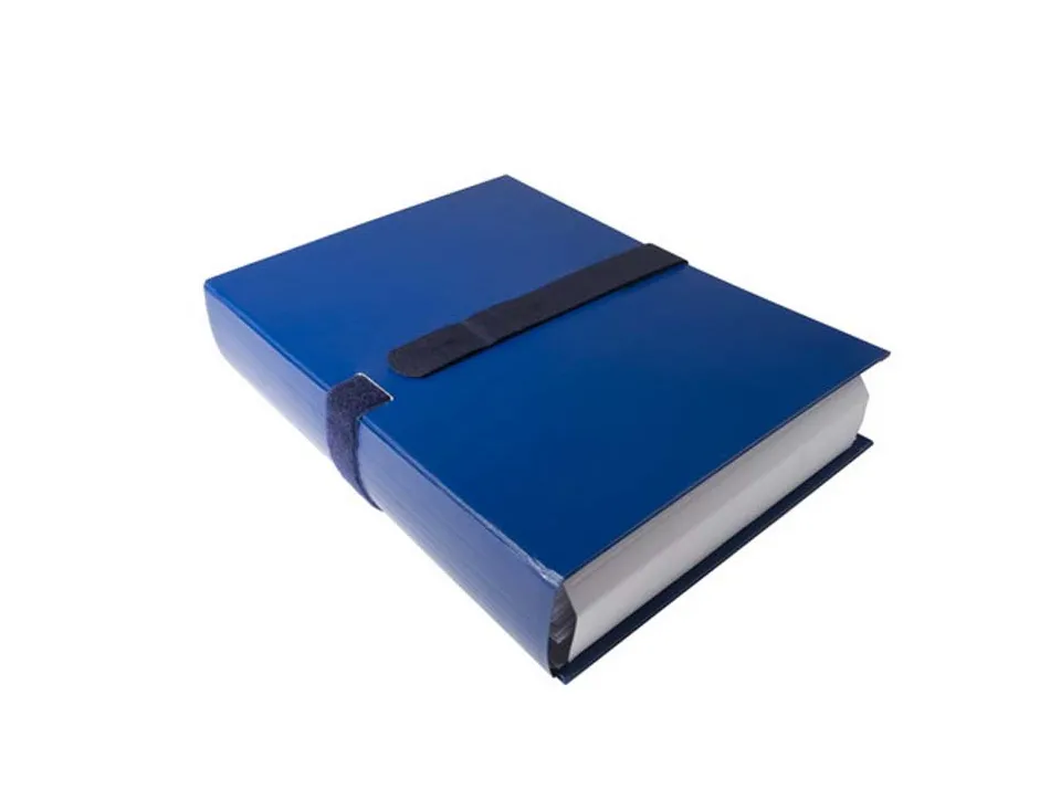 Chemise exacompta rabat en pied balacron format a4 24x32cm dos extensible 13cm sangle scratch coloris bleu foncé