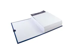 Chemise exacompta rabat en pied balacron format a4 24x32cm dos extensible 13cm sangle scratch coloris bleu foncé
