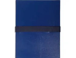 Chemise exacompta rabat en pied balacron format a4 24x32cm dos extensible 13cm sangle scratch coloris bleu foncé