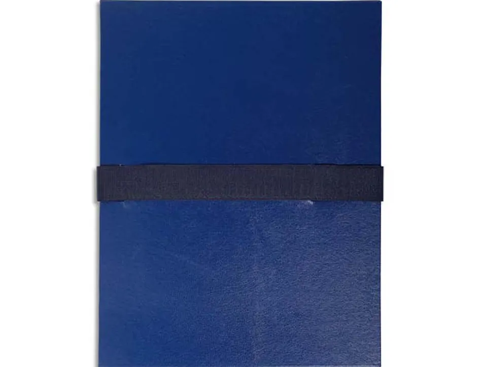 Chemise exacompta rabat en pied balacron format a4 24x32cm dos extensible 13cm sangle scratch coloris bleu foncé