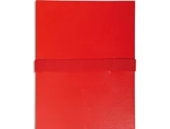 Chemise exacompta rabat en pied balacron format a4 24x32cm dos extensible 13cm sangle scratch coloris rouge