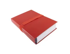 Chemise exacompta rabat en pied balacron format a4 24x32cm dos extensible 13cm sangle scratch coloris rouge