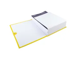 Chemise exacompta rabat en pied balacron a4 dos extensible 13cm sangle scratch coloris jaune