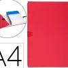 Chemise exacompta rabat en pied carton recouvert a4 dos extensible 13cm sangle boucle coloris rouge