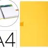 Chemise exacompta rabat en pied carton recouvert a4 23x32cm dos extensible 13cm sangle boucle coloris jaune