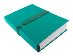 Chemise exacompta rabat en pied balacron format a4 24x32cm dos extensible 13cm sangle scratch coloris vert
