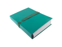 Chemise exacompta rabat en pied balacron format a4 24x32cm dos extensible 13cm sangle scratch coloris vert