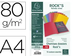 Chemise exacompta rock bahia 220 carte rigide 240x320mm 210g coloris assortis lot 100 unités