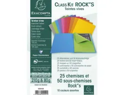 Chemise exacompta rock's 240x320mm 220g et 50 sous-chemises coloris assortis pack 25+50 unités