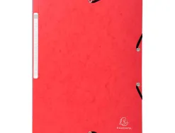 Chemise exacompta sans rabat carte lustrée 4,5/10e format a4 élastique étiquette dos coloris rouge