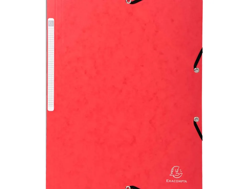 Chemise exacompta sans rabat carte lustrée 4,5/10e format a4 élastique étiquette dos coloris rouge