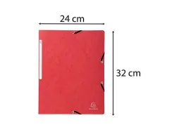 Chemise exacompta sans rabat carte lustrée 4,5/10e format a4 élastique étiquette dos coloris rouge