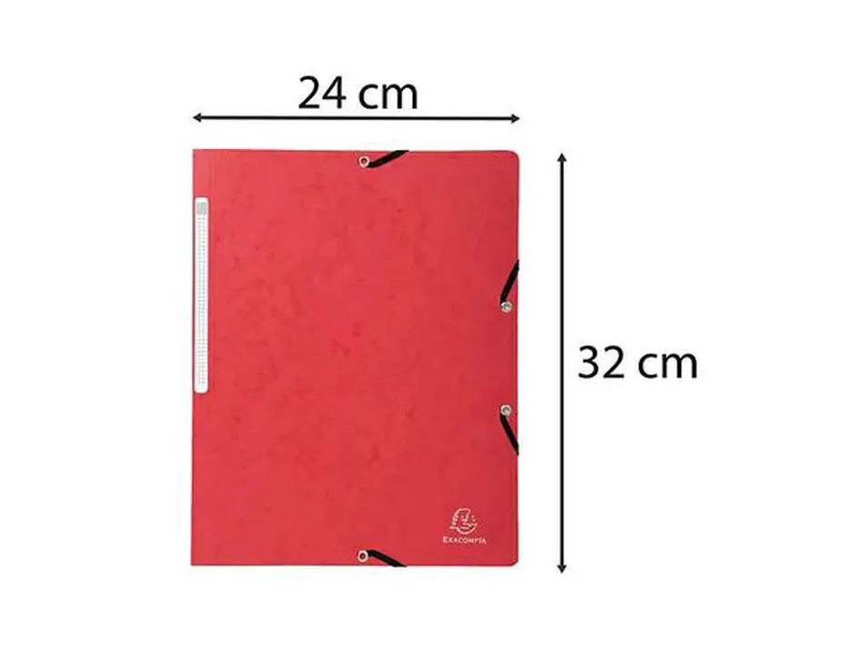 Chemise exacompta sans rabat carte lustrée 4,5/10e format a4 élastique étiquette dos coloris rouge