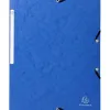 Chemise exacompta sans rabat carte lustrée 4,5/10e a4 24x32cm étiquette dos élastique coloris bleu