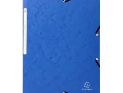 Chemise exacompta sans rabat carte lustrée 4,5/10e a4 24x32cm étiquette dos élastique coloris bleu