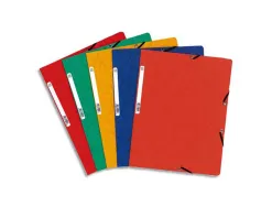 Chemise exacompta sans rabat carte lustrée 4,5/10e format a4 élastique étiquette dos coloris assortis lot 10 unités