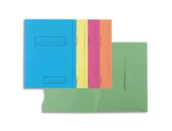 Chemise exacompta super carte semi rigide 240x320mm 210g imprimée 2 rabats coloris assortis lot 50 unités