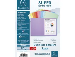Chemise exacompta super carte 240x320mm 210g coloris assortis pack 100 unités