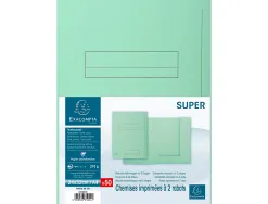 Chemise exacompta super carte semi rigide 240x320mm 210g imprimée 2 rabats coloris vert clair lot 50 unités