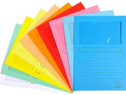 Chemise exacompta super papier fibres neuves 160g 310x225mm fenêtre coloris assortis lot 10 unités