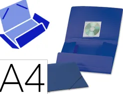Chemise liderpapel polypropylène dos flexible a4 210x297mm 4/10e 3 rabats élastique 100f coloris bleu opaque