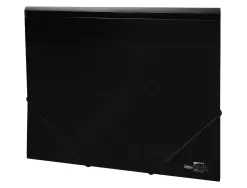 Chemise liderpapel polypropylène dos flexible a4 210x297mm 4/10e 3 rabats élastique 100f coloris noir opaque