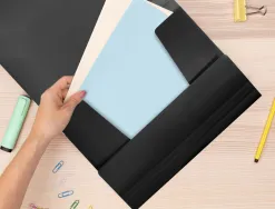 Chemise liderpapel polypropylène dos flexible a4 210x297mm 4/10e 3 rabats élastique 100f coloris noir opaque