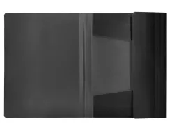 Chemise liderpapel polypropylène dos flexible a4 210x297mm 4/10e 3 rabats élastique 100f coloris noir opaque