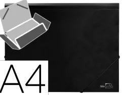Chemise liderpapel polypropylène dos flexible a4 210x297mm 4/10e 3 rabats élastique 100f coloris noir opaque