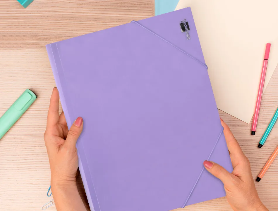 Chemise liderpapel polypropylene dos flexible a4 210x297mm 4/10e 3 rabats 100f elastique lavande opaque