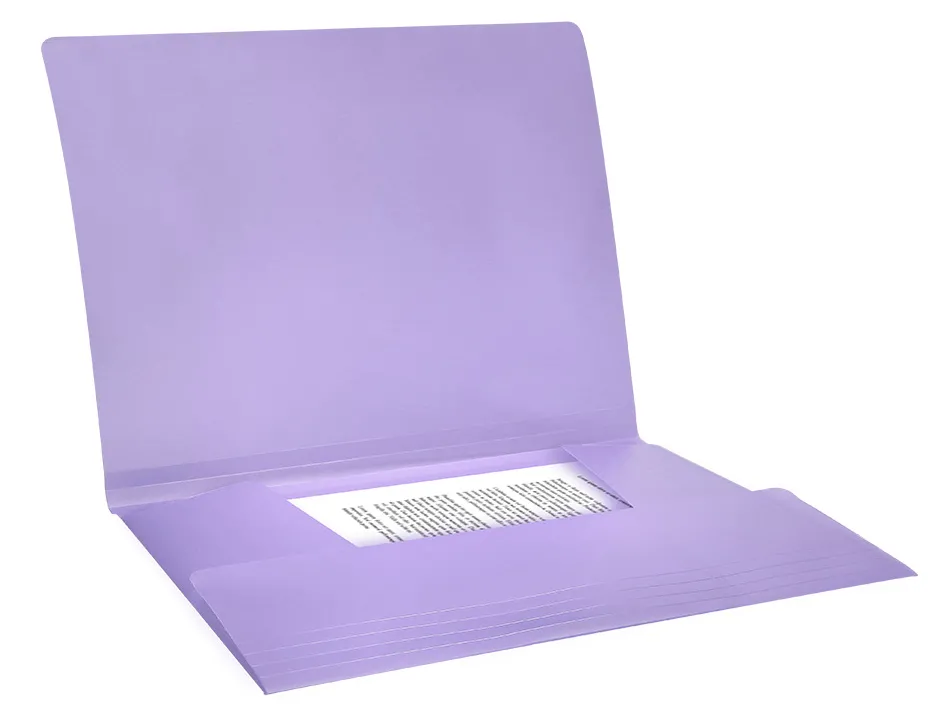 Chemise liderpapel polypropylene dos flexible a4 210x297mm 4/10e 3 rabats 100f elastique lavande opaque