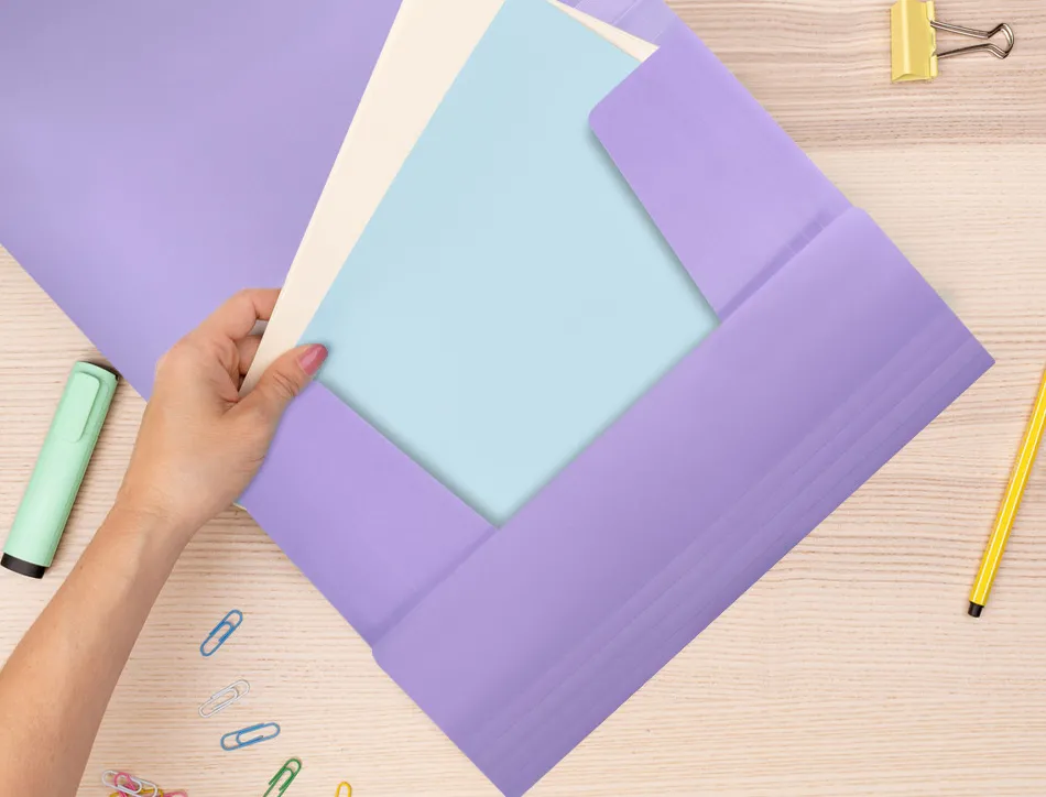 Chemise liderpapel polypropylene dos flexible a4 210x297mm 4/10e 3 rabats 100f elastique lavande opaque