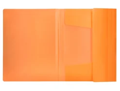 Chemise liderpapel polypropylene dos flexible a4 210x297mm 4/10e 3 rabats 100f elastique orange fluo opaque