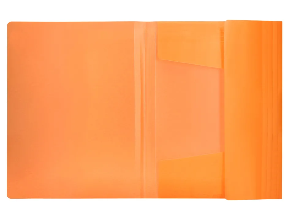 Chemise liderpapel polypropylene dos flexible a4 210x297mm 4/10e 3 rabats 100f elastique orange fluo opaque