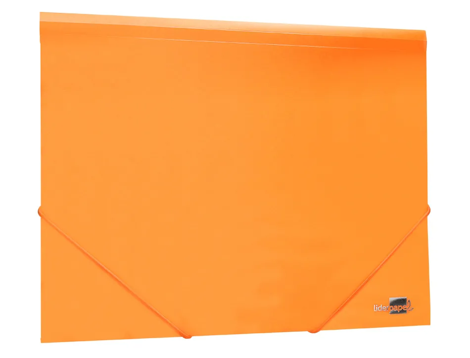 Chemise liderpapel polypropylene dos flexible a4 210x297mm 4/10e 3 rabats 100f elastique orange fluo opaque