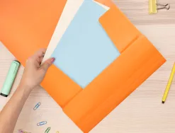 Chemise liderpapel polypropylene dos flexible a4 210x297mm 4/10e 3 rabats 100f elastique orange fluo opaque