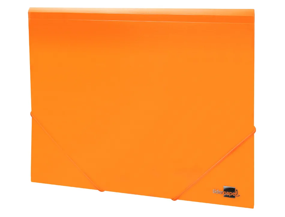 Chemise liderpapel polypropylene dos flexible a4 210x297mm 4/10e 3 rabats 100f elastique orange fluo opaque