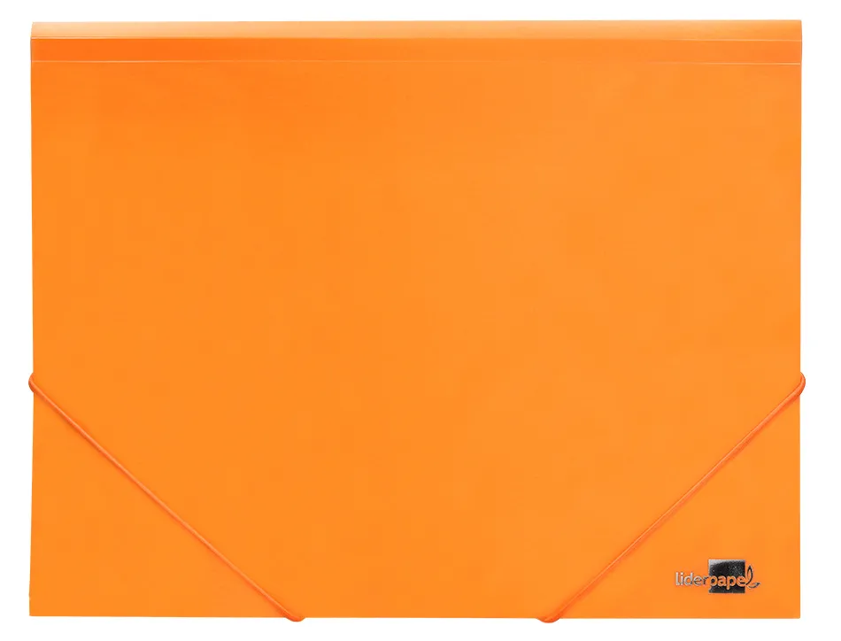 Chemise liderpapel polypropylene dos flexible a4 210x297mm 4/10e 3 rabats 100f elastique orange fluo opaque
