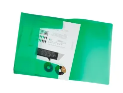 Chemise liderpapel polypropylène dos flexible a4 210x297mm 4/10e 3 rabats 100f élastique translucide vert