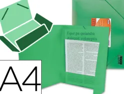 Chemise liderpapel polypropylène dos flexible a4 210x297mm 4/10e 3 rabats 100f élastique translucide vert