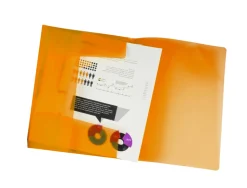 Chemise liderpapel polypropylène dos flexible a4 210x297mm 4/10e 3 rabats 100f élastique translucide orange