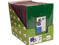 Chemise liderpapel polypropylène dos flexible a4 210x297mm 4/10e rabats fermeture élastique coloris assortis
